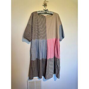 GORMAN pieced oxford cloth boat neck cotton dress